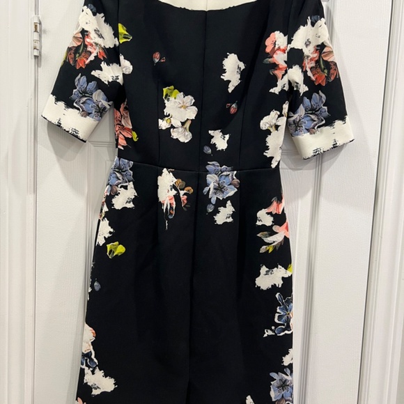 ERDEM Ivy Black Floral Half Sleeve Scuba Dress - US Size 6 - Picture 5 of 11
